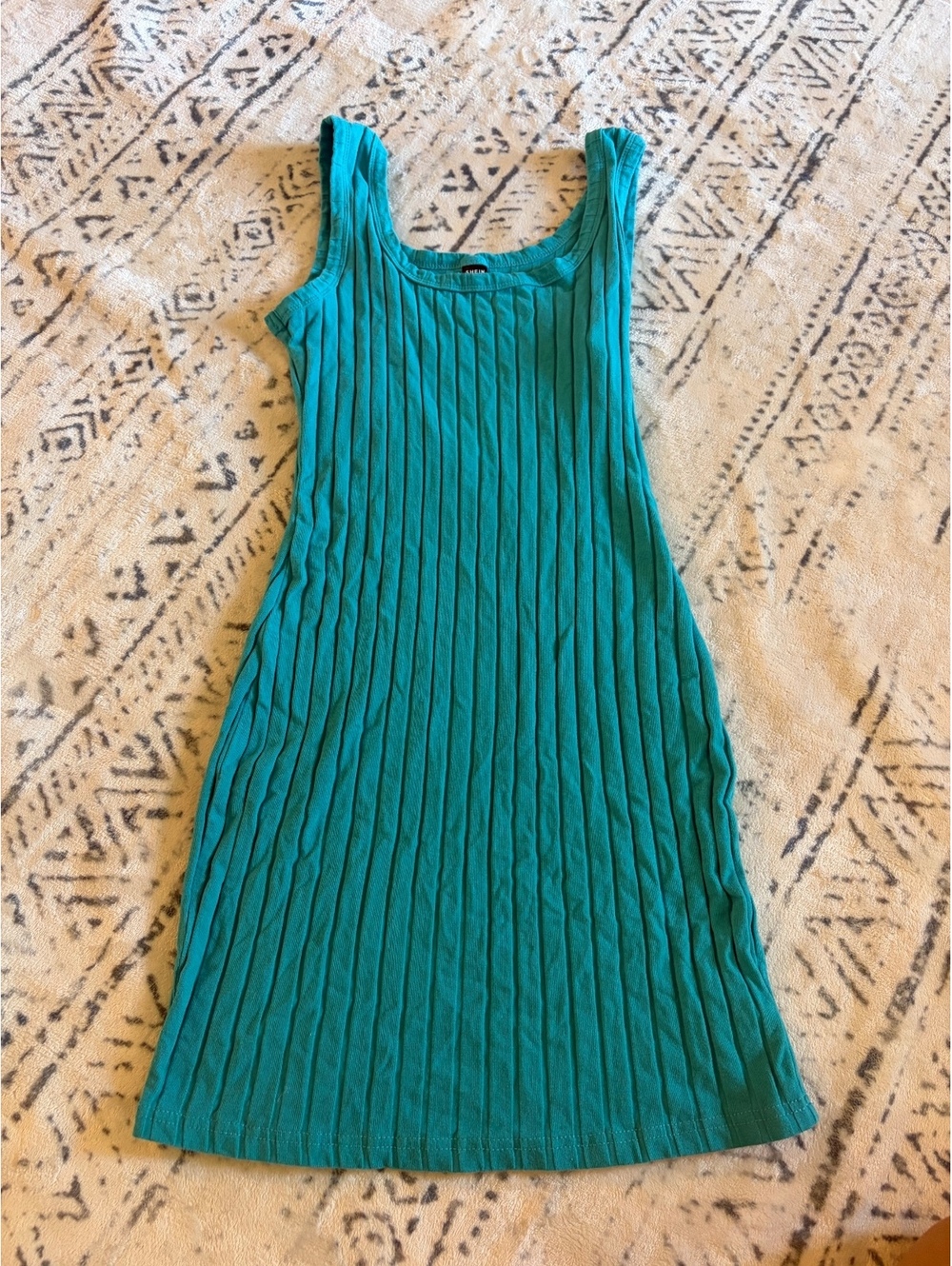 SHEIN Ribbed Sleeveless Knit Dress in Turquoise, Size L